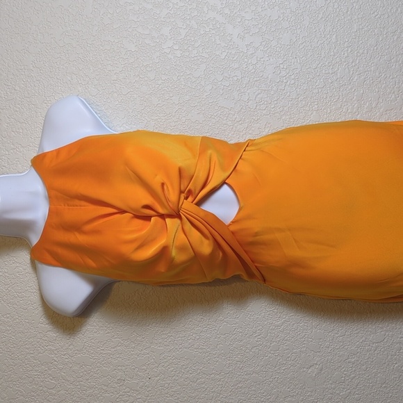 ASOS Design orange satin cut out sleeveless tie back midi dress - Picture 6 of 14